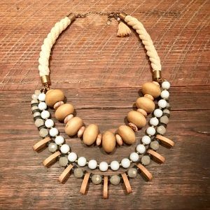 Wooden beaded statement necklace